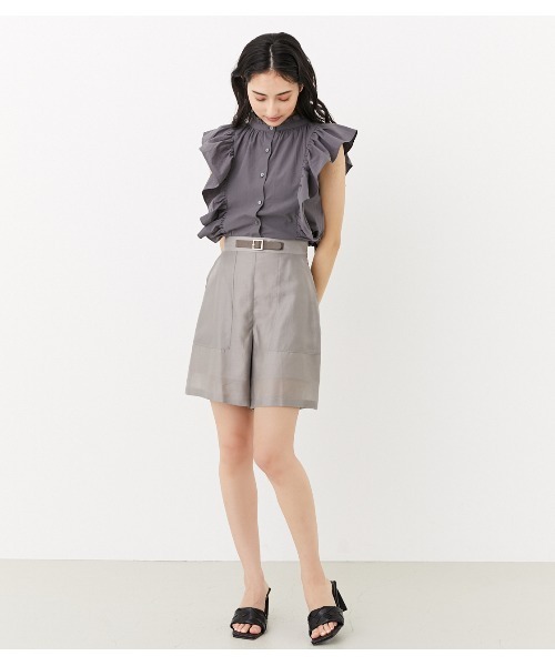 rienda(リエンダ)の「ノースリフリルブラウス(シャツ/ブラウス・レディース・ダークグレー/ブルー/ホワイト・FREE)」の12枚目の写真