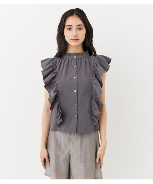 rienda(リエンダ)の「ノースリフリルブラウス(シャツ/ブラウス・レディース・ダークグレー/ブルー/ホワイト・FREE)」の13枚目の写真