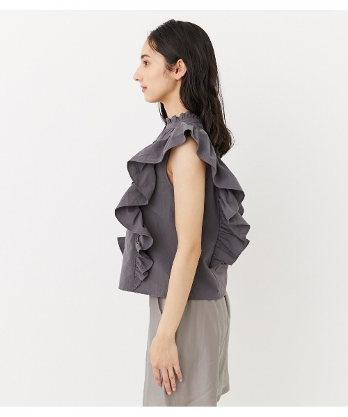 rienda(リエンダ)の「ノースリフリルブラウス(シャツ/ブラウス・レディース・ダークグレー/ブルー/ホワイト・FREE)」の14枚目の写真