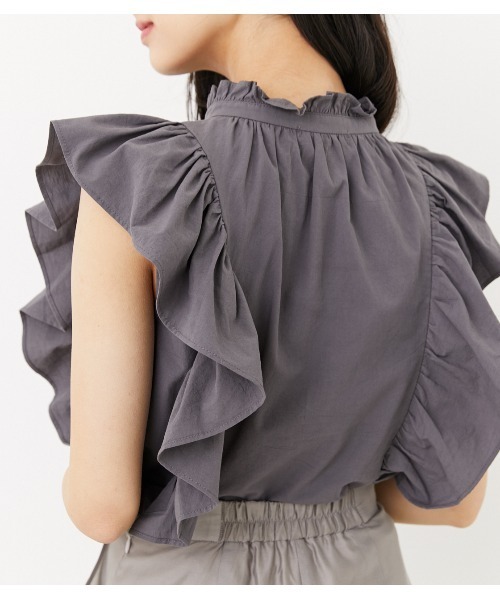 rienda(リエンダ)の「ノースリフリルブラウス(シャツ/ブラウス・レディース・ダークグレー/ブルー/ホワイト・FREE)」の17枚目の写真