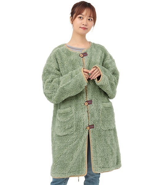 チチカカ（チチカカ）の「リバーシブルミリタリーコート（ノーカラーコート・レディース・ベージュ/カーキ・FREE）」の12枚目の写真