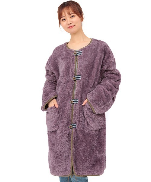 チチカカ（チチカカ）の「リバーシブルミリタリーコート（ノーカラーコート・レディース・ベージュ/カーキ・FREE）」の14枚目の写真