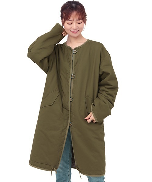 チチカカ（チチカカ）の「リバーシブルミリタリーコート（ノーカラーコート・レディース・ベージュ/カーキ・FREE）」の13枚目の写真