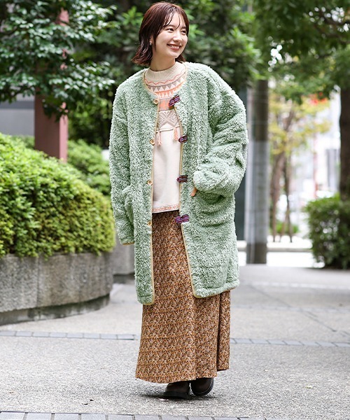 チチカカ（チチカカ）の「リバーシブルミリタリーコート（ノーカラーコート・レディース・ベージュ/カーキ・FREE）」の5枚目の写真