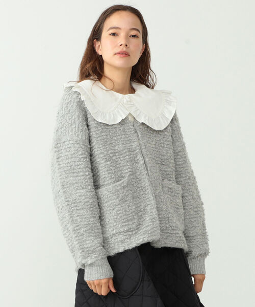 CAROLINA GLASER（カロリナ グレイサー）の「CAROLINA GLASER / ループニット カーディガン（ニット/セーター・レディース・ベージュ/グレー・ONE SIZE）」の3枚目の写真