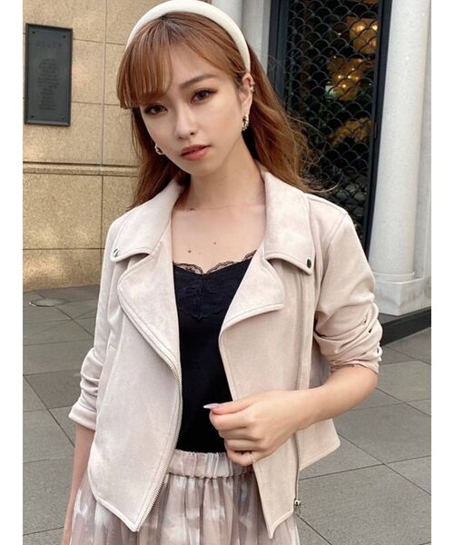 RESEXXY（リゼクシー）の「カラーライトジャケット（ライダースジャケット・レディース・ブラック/ブラウン/ベージュ・FREE）」の3枚目の写真