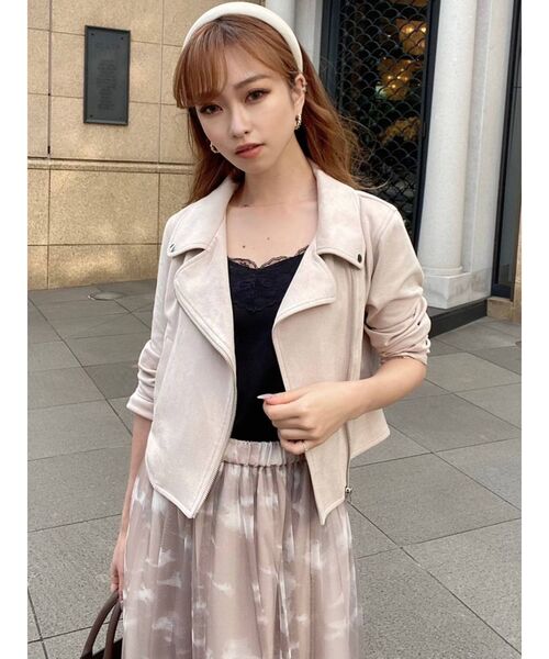 RESEXXY（リゼクシー）の「カラーライトジャケット（ライダースジャケット・レディース・ブラック/ブラウン/ベージュ・FREE）」の4枚目の写真