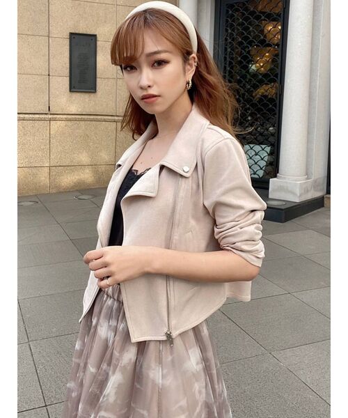 RESEXXY（リゼクシー）の「カラーライトジャケット（ライダースジャケット・レディース・ブラック/ブラウン/ベージュ・FREE）」の5枚目の写真