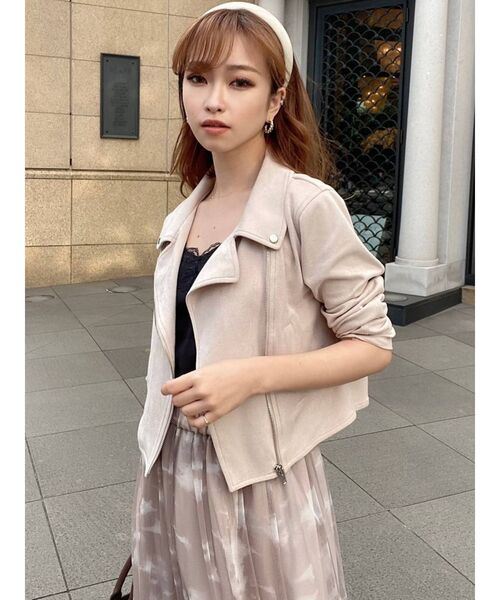 RESEXXY（リゼクシー）の「カラーライトジャケット（ライダースジャケット・レディース・ブラック/ブラウン/ベージュ・FREE）」の6枚目の写真