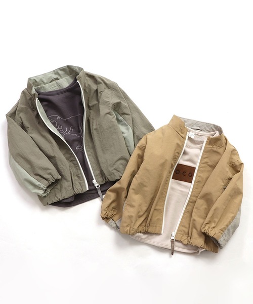 apres les cours（アプレレクール）の「バイカラーウィンドブレーカー（ナイロンジャケット・キッズ・ブラウン/マスタード・120/140/90/130/100/110/80）」の14枚目の写真