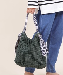 【 500mlペットボトル収納可 】テープハンドル かごバッグ / レディース トートバッグ