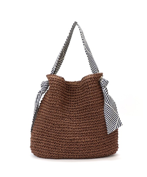 BASE（ベース）の「テープハンドル かごバッグ トートバッグ（かごバッグ・レディース・ブラック/ベージュ/ネイビー/ブラウン/グレー/カーキ/ピンク/ダークベージュ・FREE）」の17枚目の写真