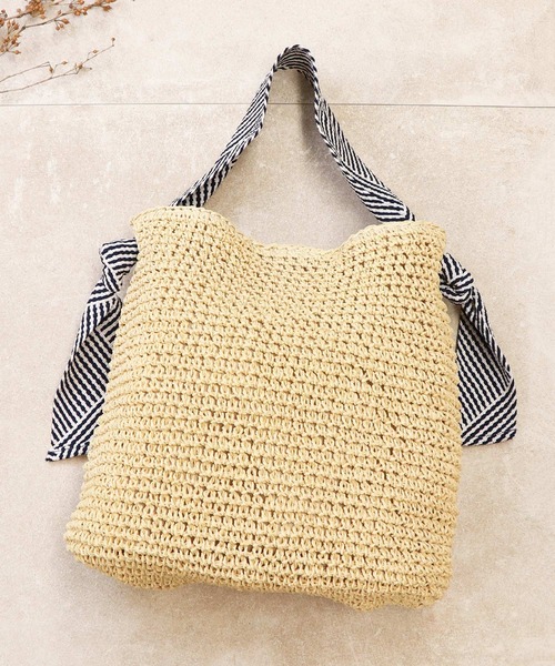 BASE（ベース）の「テープハンドル かごバッグ トートバッグ（かごバッグ・レディース・ブラック/ベージュ/ネイビー/ブラウン/グレー/カーキ/ピンク/ダークベージュ・FREE）」の13枚目の写真