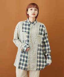 CUBE SUGAR（キューブシュガー）の「ヘリンボーンシャーリングチェック切替ビッグシャツ（シャツ/ブラウス）」