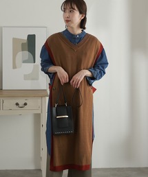 サイドベルト ロング ニットワンピース