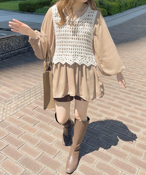apres jour clair（アプレジュールクレア）の「【apres jour clair】フリル襟ドロストチュニック【ZOZOTOWN限定アイテム】（シャツ/ブラウス・レディース・ベージュ/アイボリー・X-LARGE/フリー）」の22枚目の写真