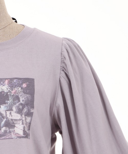 axes femme POETIQUE(アクシーズファムポエティック)の「おかしなお茶会長袖Tシャツ(Tシャツ/カットソー・レディース・ラベンダー/グレイッシュベージュ/ブルー・MEDIUM)」の5枚目の写真