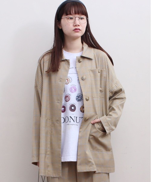 fig Ｌondon（フィグロンドン）の「●UNCLE　CHECK　BZ（ブルゾン・レディース・グリーン/ベージュ・FREE）」の1枚目の写真