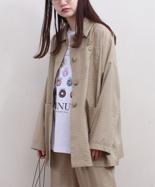 fig Ｌondon（フィグロンドン）の「●UNCLE　CHECK　BZ（ブルゾン・レディース・グリーン/ベージュ・FREE）」の3枚目の写真