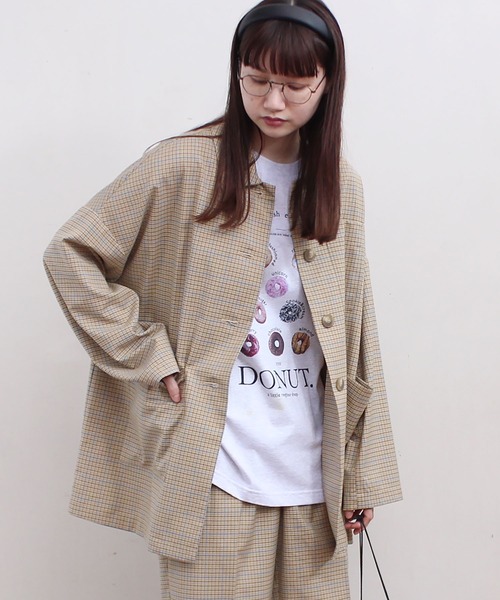fig Ｌondon（フィグロンドン）の「●UNCLE　CHECK　BZ（ブルゾン・レディース・グリーン/ベージュ・FREE）」の4枚目の写真