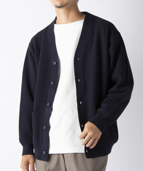 NOLLEY'S goodman（ノーリーズグッドマン）の「ハイツイスト コットン Vネックカーディガン（カーディガン/ボレロ・メンズ・ベージュ/ミント/ネイビー・M/L）」の3枚目の写真