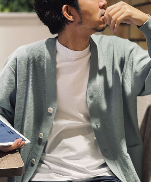 NOLLEY'S goodman（ノーリーズグッドマン）の「ハイツイスト コットン Vネックカーディガン（カーディガン/ボレロ・メンズ・ベージュ/ミント/ネイビー・M/L）」の19枚目の写真