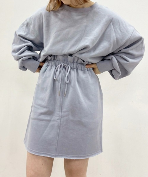 one after another NICE CLAUP（ワンアフターアナザーナイスクラップ）の「裏毛ミニスカート（スカート・レディース・アイボリー/スミクロ/ベージュ/ピンク/サックスブルー/グリーン・FREE）」の6枚目の写真