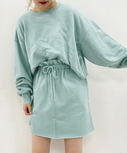 one after another NICE CLAUP（ワンアフターアナザーナイスクラップ）の「裏毛ミニスカート（スカート・レディース・アイボリー/スミクロ/ベージュ/ピンク/サックスブルー/グリーン・FREE）」の5枚目の写真