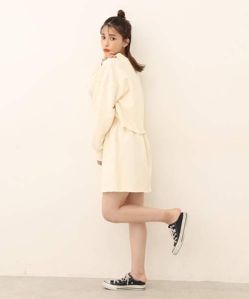 one after another NICE CLAUP（ワンアフターアナザーナイスクラップ）の「裏毛ミニスカート（スカート・レディース・アイボリー/スミクロ/ベージュ/ピンク/サックスブルー/グリーン・FREE）」の7枚目の写真