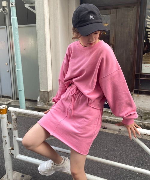 one after another NICE CLAUP（ワンアフターアナザーナイスクラップ）の「裏毛ミニスカート（スカート・レディース・アイボリー/スミクロ/ベージュ/ピンク/サックスブルー/グリーン・FREE）」の22枚目の写真