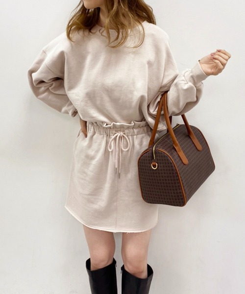 one after another NICE CLAUP（ワンアフターアナザーナイスクラップ）の「裏毛ミニスカート（スカート・レディース・アイボリー/スミクロ/ベージュ/ピンク/サックスブルー/グリーン・FREE）」の11枚目の写真