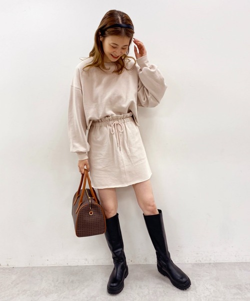 one after another NICE CLAUP（ワンアフターアナザーナイスクラップ）の「裏毛ミニスカート（スカート・レディース・アイボリー/スミクロ/ベージュ/ピンク/サックスブルー/グリーン・FREE）」の15枚目の写真