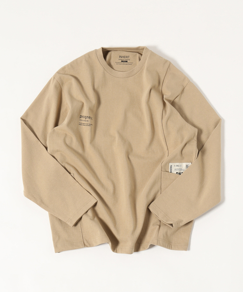 B.C STOCK(ベーセーストック)の「キャリーポケット ロングスリーブTシャツ(Tシャツ/カットソー・メンズ・ブラック/ホワイト/ベージュ・MEDIUM/LARGE)」の3枚目の写真
