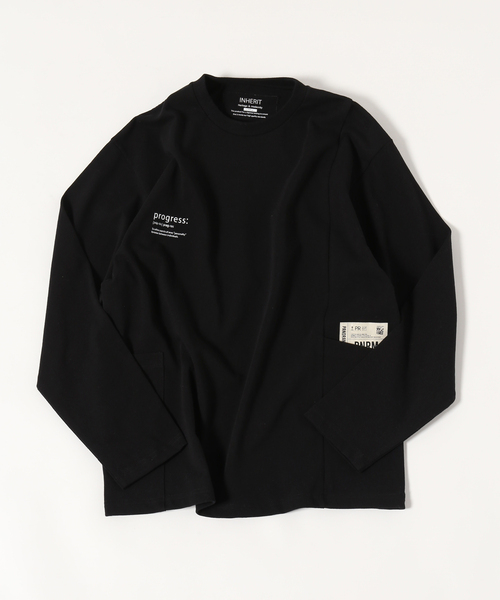 B.C STOCK(ベーセーストック)の「キャリーポケット ロングスリーブTシャツ(Tシャツ/カットソー・メンズ・ブラック/ホワイト/ベージュ・MEDIUM/LARGE)」の2枚目の写真