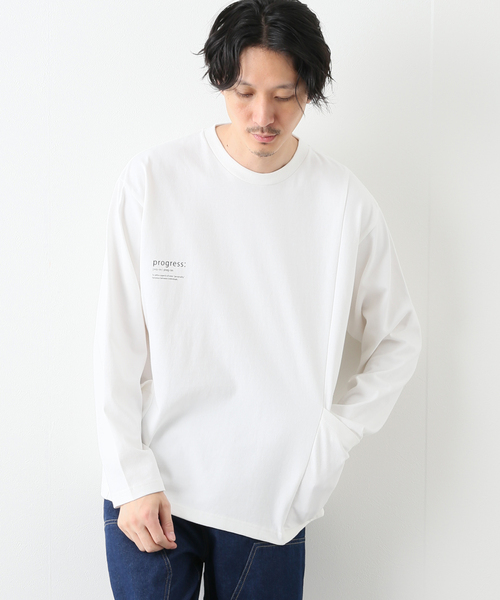 B.C STOCK(ベーセーストック)の「キャリーポケット ロングスリーブTシャツ(Tシャツ/カットソー・メンズ・ブラック/ホワイト/ベージュ・MEDIUM/LARGE)」の5枚目の写真