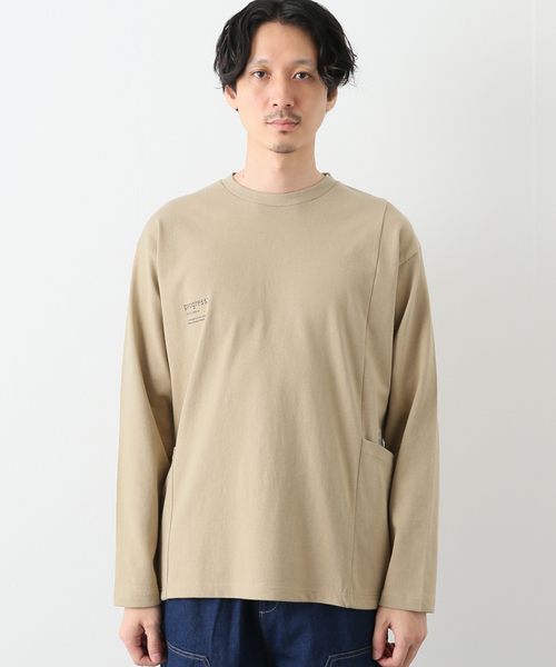 B.C STOCK(ベーセーストック)の「キャリーポケット ロングスリーブTシャツ(Tシャツ/カットソー・メンズ・ブラック/ホワイト/ベージュ・MEDIUM/LARGE)」の8枚目の写真