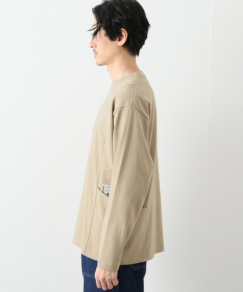 B.C STOCK(ベーセーストック)の「キャリーポケット ロングスリーブTシャツ(Tシャツ/カットソー・メンズ・ブラック/ホワイト/ベージュ・MEDIUM/LARGE)」の9枚目の写真