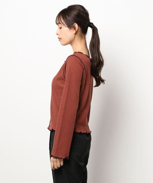 RETRO GIRL(レトロガール)の「配色メロウワッフルTee(Tシャツ/カットソー・レディース・アイボリー/レンガ/ブラック/ダークグリーン・FREE)」の18枚目の写真