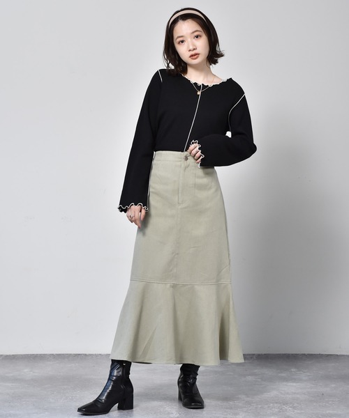 RETRO GIRL(レトロガール)の「配色メロウワッフルTee(Tシャツ/カットソー・レディース・アイボリー/レンガ/ブラック/ダークグリーン・FREE)」の14枚目の写真