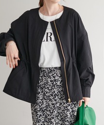 DISCOAT | ノーカラーウエストギャザーブルゾン(ブルゾン)