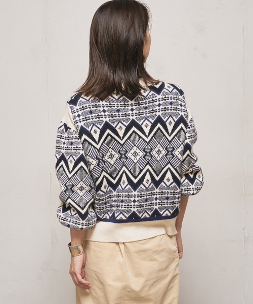 CIAOPANIC（チャオパニック）の「ジャガードビートニット（ニット/セーター・レディース・ブラック/ベージュ/オフホワイト・FREE）」の20枚目の写真