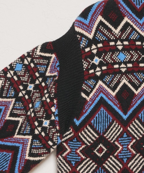 CIAOPANIC（チャオパニック）の「ジャガードビートニット（ニット/セーター・レディース・ブラック/ベージュ/オフホワイト・FREE）」の6枚目の写真