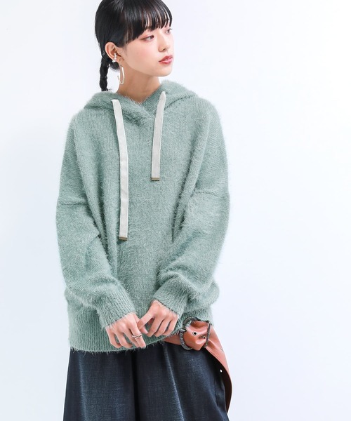 osharewalker(オシャレウォーカー)の「【廃盤】『シャギーニットパーカー』(パーカー・レディース・ピンク/アイボリー/ブラック/ミント・FREE)」の6枚目の写真