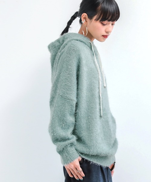 osharewalker(オシャレウォーカー)の「【廃盤】『シャギーニットパーカー』(パーカー・レディース・ピンク/アイボリー/ブラック/ミント・FREE)」の7枚目の写真