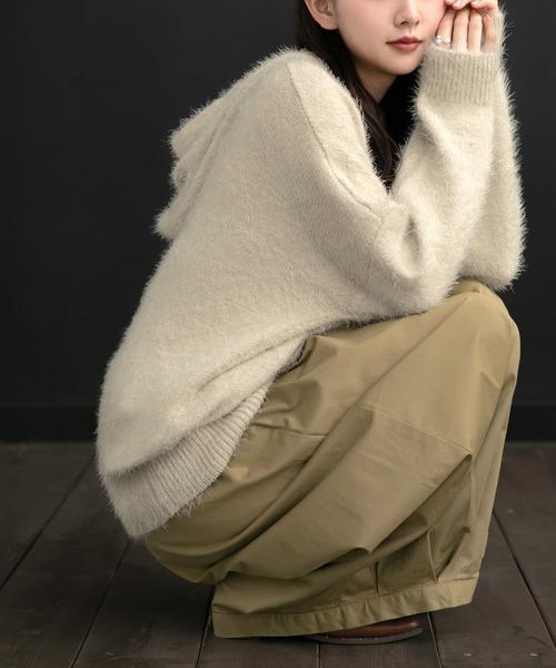 osharewalker(オシャレウォーカー)の「【廃盤】『シャギーニットパーカー』(パーカー・レディース・ピンク/アイボリー/ブラック/ミント・FREE)」の13枚目の写真