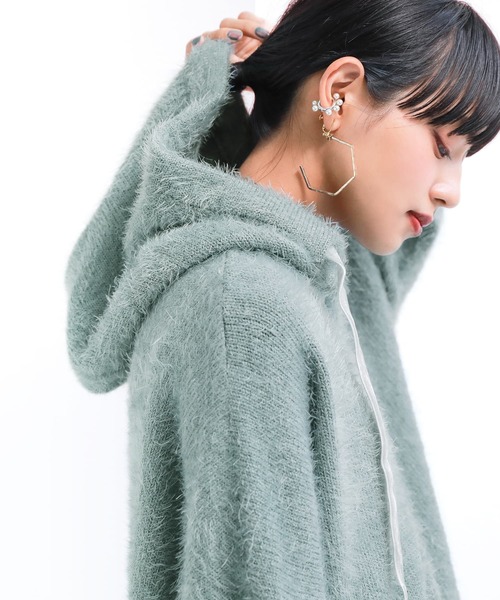 osharewalker(オシャレウォーカー)の「【廃盤】『シャギーニットパーカー』(パーカー・レディース・ピンク/アイボリー/ブラック/ミント・FREE)」の5枚目の写真