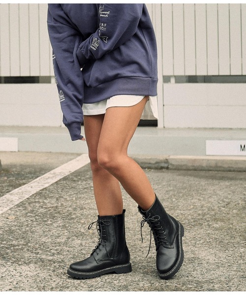 anap mimpi（アナップミンピ）の「ステッチレースアップショートブーツ（ブーツ・レディース・ブラック・LL/L/S/M）」の11枚目の写真