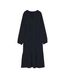 キーネックストレッチティアードワンピース