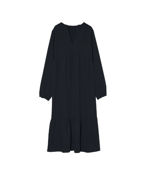 キーネックストレッチティアードワンピース
