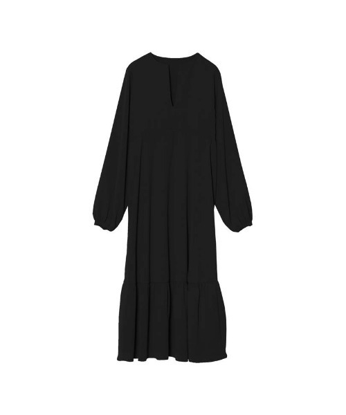 キーネックストレッチティアードワンピース